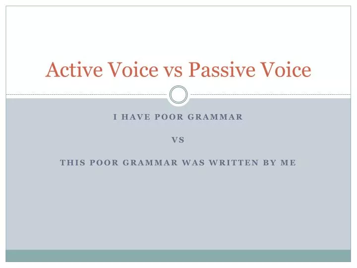 PPT - Active Voice vs Passive Voice PowerPoint Presentation, free ...