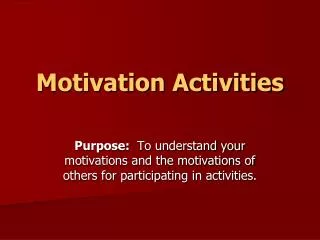 Motivation Activities