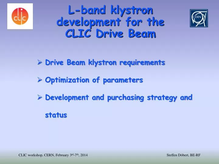 l band klystron development for the clic drive beam