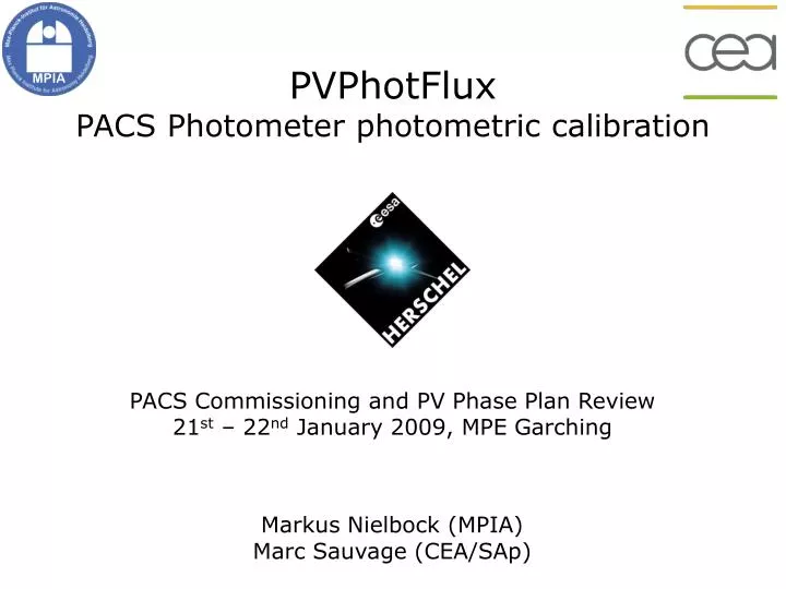 pvphotflux pacs photometer photometric calibration