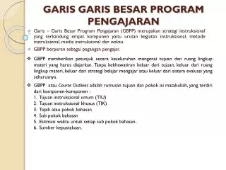 garis garis besar program pengajaran