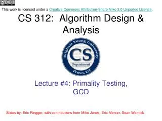 CS 312: Algorithm Design &amp; Analysis