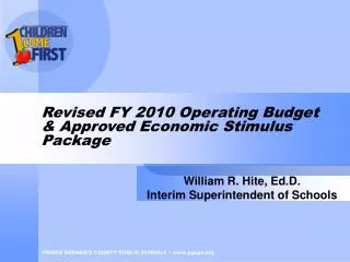 Revised FY 2010 Operating Budget &amp; Approved Economic Stimulus Package