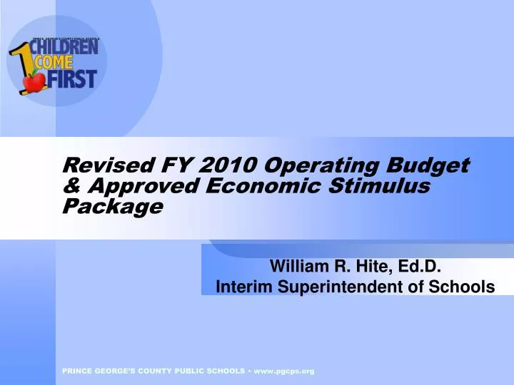 revised fy 2010 operating budget approved economic stimulus package