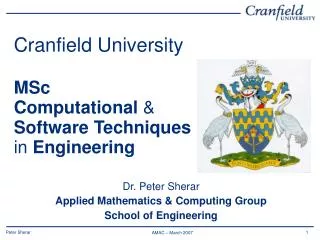 Cranfield University MSc Computational &amp; Software Techniques in Engineering