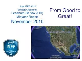 Intel ISEF 2010 Educator Academy Gresham-Barlow (OR) Midyear Report November 2010