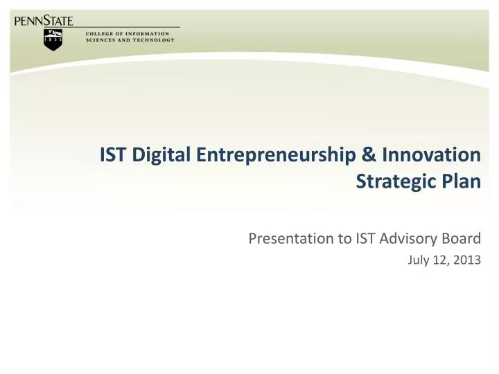 ist digital entrepreneurship innovation strategic plan