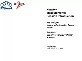 Network Measurements Session Introduction
