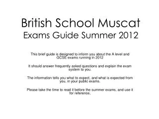 British School Muscat Exams Guide Summer 2012