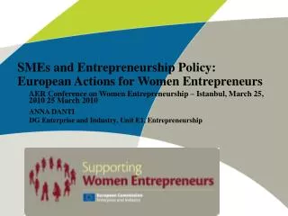SMEs and Entrepreneurship Policy: European Actions for Women Entrepreneurs