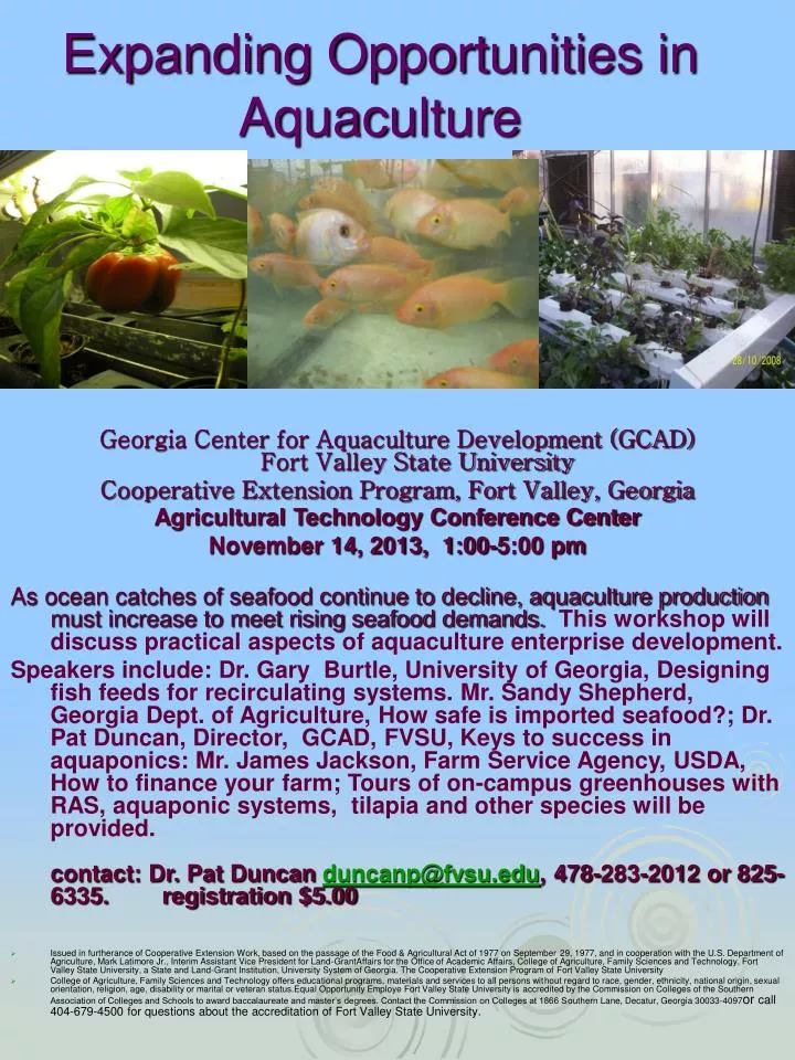 expanding opportunities in aquaculture