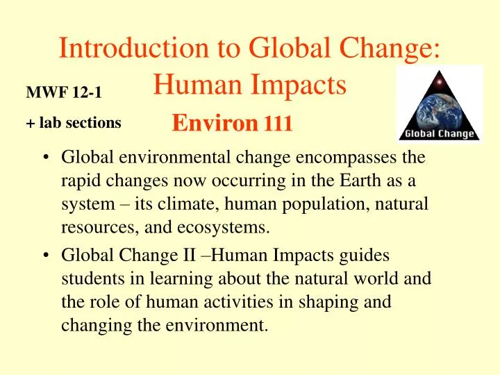 introduction to global change human impacts