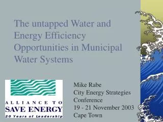 The untapped Water and Energy Efficiency Opportunities in Municipal Water Systems