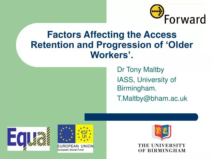 factors affecting the access retention and progression of older workers