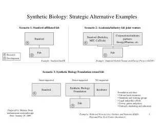 Synthetic Biology: Strategic Alternative Examples