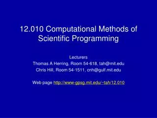 12.010 Computational Methods of Scientific Programming