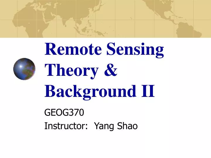 remote sensing theory background ii