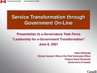 Service Transformation through Government On-Line