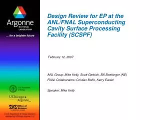 Design Review for EP at the ANL/FNAL Superconducting Cavity Surface Processing Facility (SCSPF)