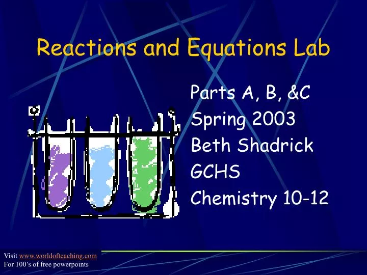 reactions and equations lab