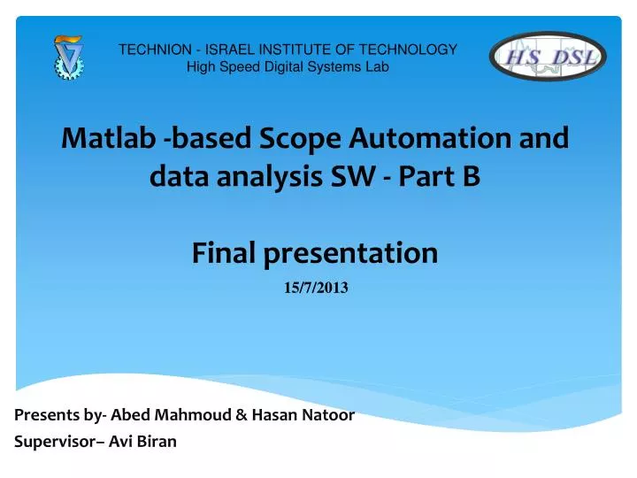 matlab based scope automation and data analysis sw part b final presentation