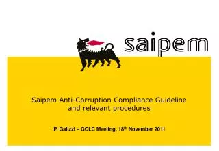 Saipem Anti-Corruption Compliance Guideline and relevant procedures