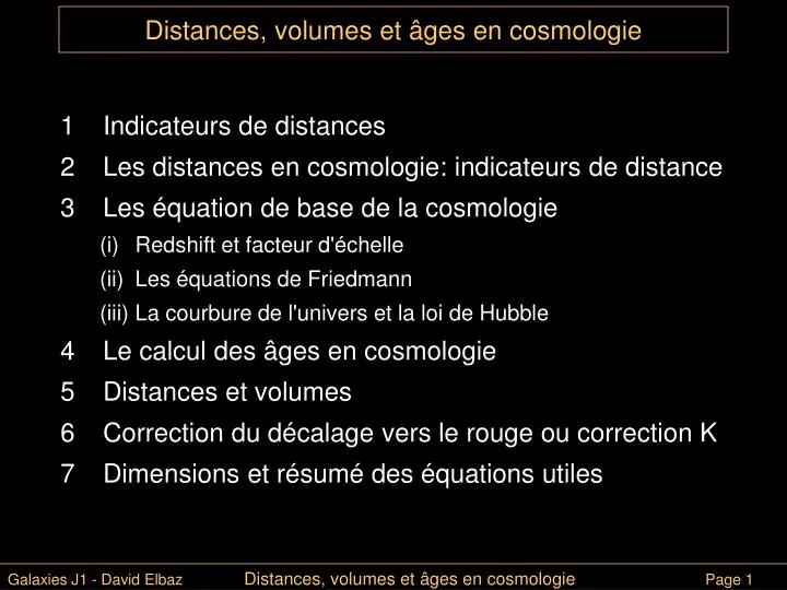 distances volumes et ges en cosmologie