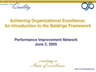 Achieving Organizational Excellence: An Introduction to the Baldrige Framework