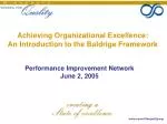 Achieving Organizational Excellence: An Introduction to the Baldrige Framework - slide 1