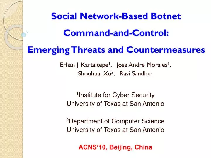 social network based botnet command and control emerging threats and countermeasures