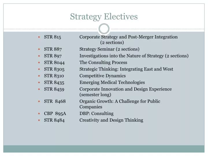 strategy electives