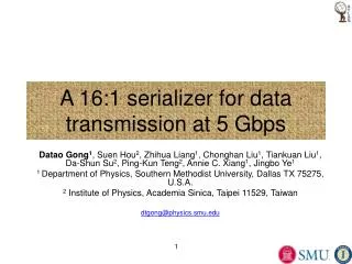A 16:1 serializer for data transmission at 5 Gbps