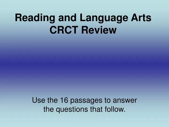 reading and language arts crct review