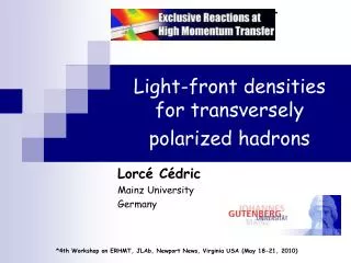 Light-front densities for transversely polarized hadrons
