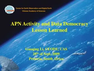 APN Activity and Data Democracy Lesson Learned