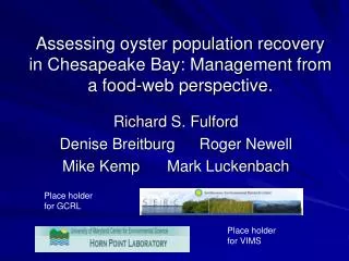 Assessing oyster population recovery in Chesapeake Bay: Management from a food-web perspective.