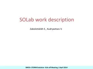 SOLab work description