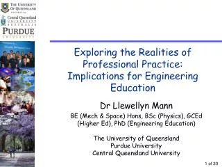 Exploring the Realities of Professional Practice: Implications for Engineering Education