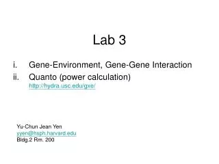Gene-Environment, Gene-Gene Interaction Quanto (power calculation) hydrac/gxe/