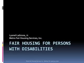 Fair Housing for Persons with Disabilities