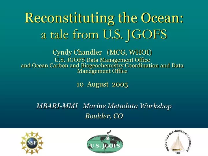 reconstituting the ocean a tale from u s jgofs