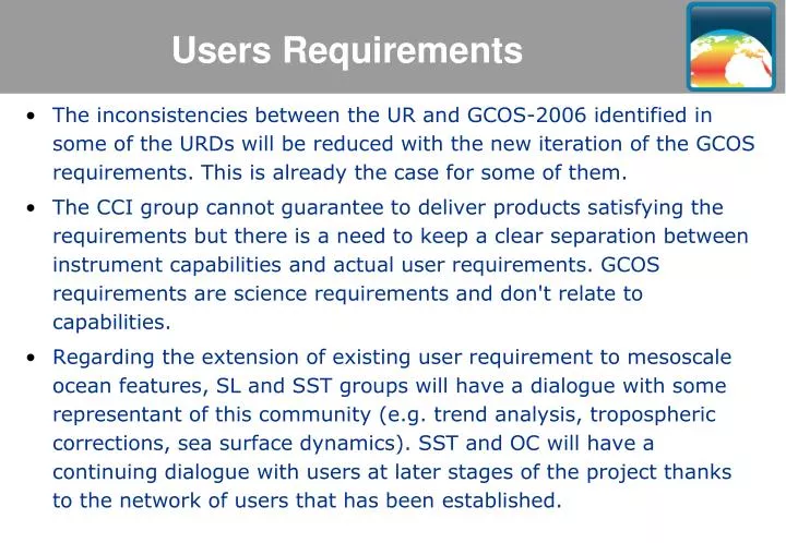 users requirements