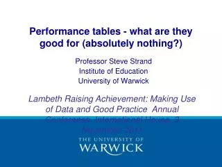 Performance tables - what are they good for (absolutely nothing?)