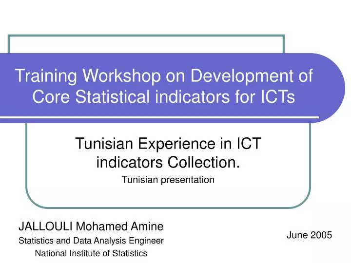 training workshop on development of core statistical indicators for icts