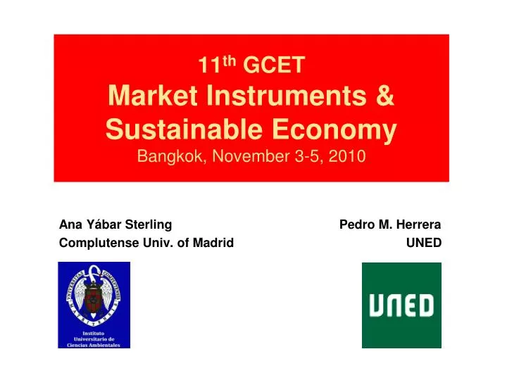 11 th gcet market instruments sustainable economy bangkok november 3 5 2010