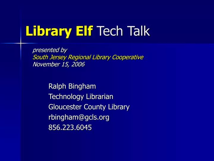 library elf tech talk