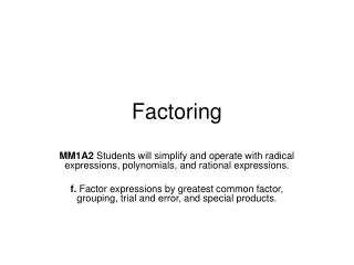 Factoring