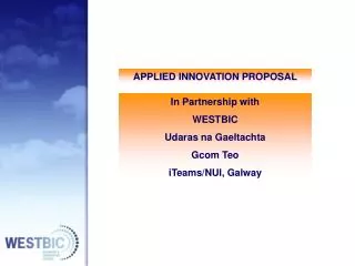 APPLIED INNOVATION PROPOSAL