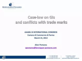 Case-law on GIs and conflicts with trade marks