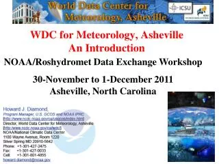 WDC for Meteorology, Asheville An Introduction
